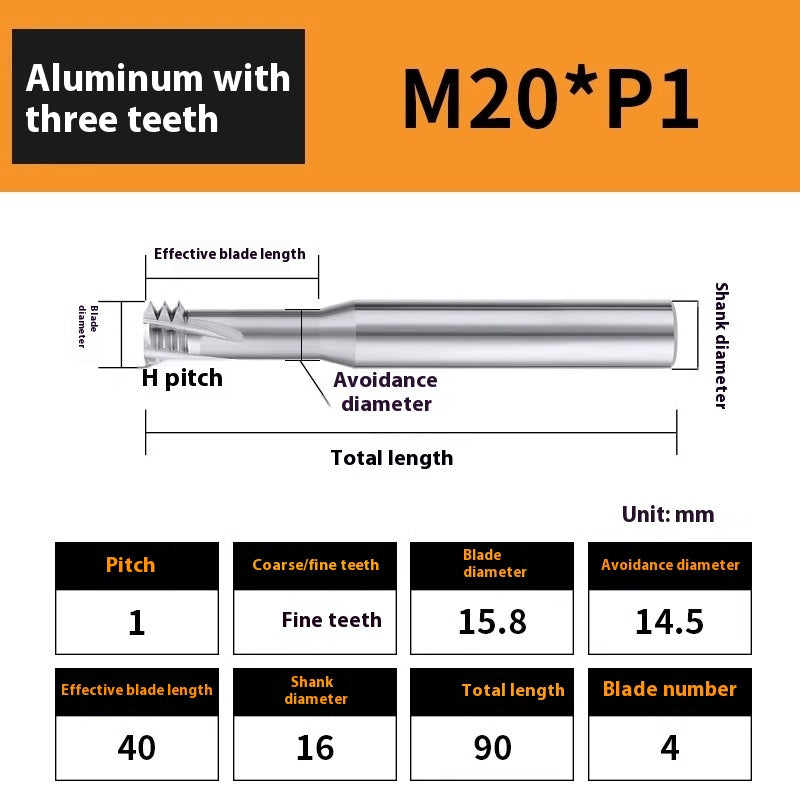 2135-65° aluminum with colorful thread milling cutter lengthened single tooth three-tooth full thread machining center tungsten carbide milling cutter M3M4M5 Shandong Denso Pricision Tools Co.,Ltd.